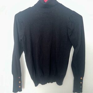 Fashion Nova Black Turtleneck Sweater with Button Details